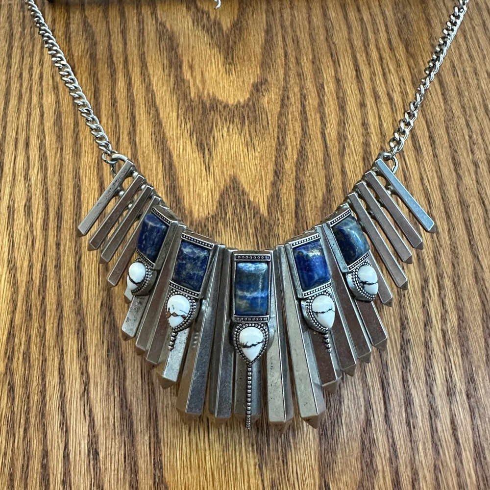 Silver and Blue Statement Necklace